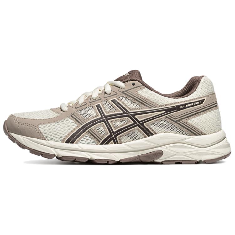 Asics Gel-Contend 4 Comfortable Versatile Shock Absorption Low-Top Running Shoes Women sneaker White Brown T8D9Q-113