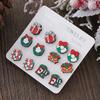 Hot Sale New Christmas Series Wooden Earrings Christmas Tree Bells Snowman Stud Earrings Set