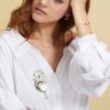 Horse Pearls Brooch Rhinestones Embellished Alloy Accessory Stylish Fashion Jewelry Gift