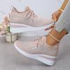 Lace Up Women'S Casual Height Increasing Sports Shoes, Low Cut Sports Fashion Style Daily Commuting Comfortable Shoes