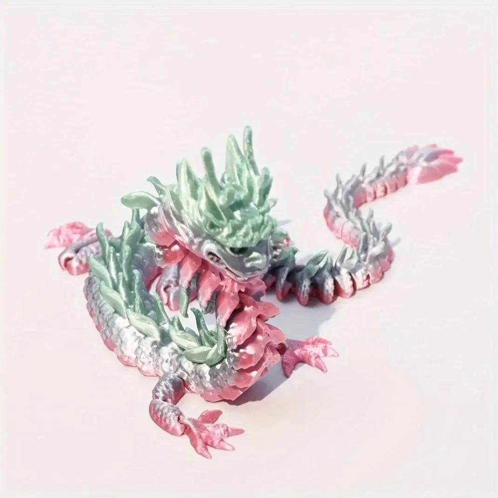 3D Printed Jointed Winged Dragon Figurine Crystal Flexible Dragon Ornament Home Office Desk Decor Craft Christmas Holiday Gift