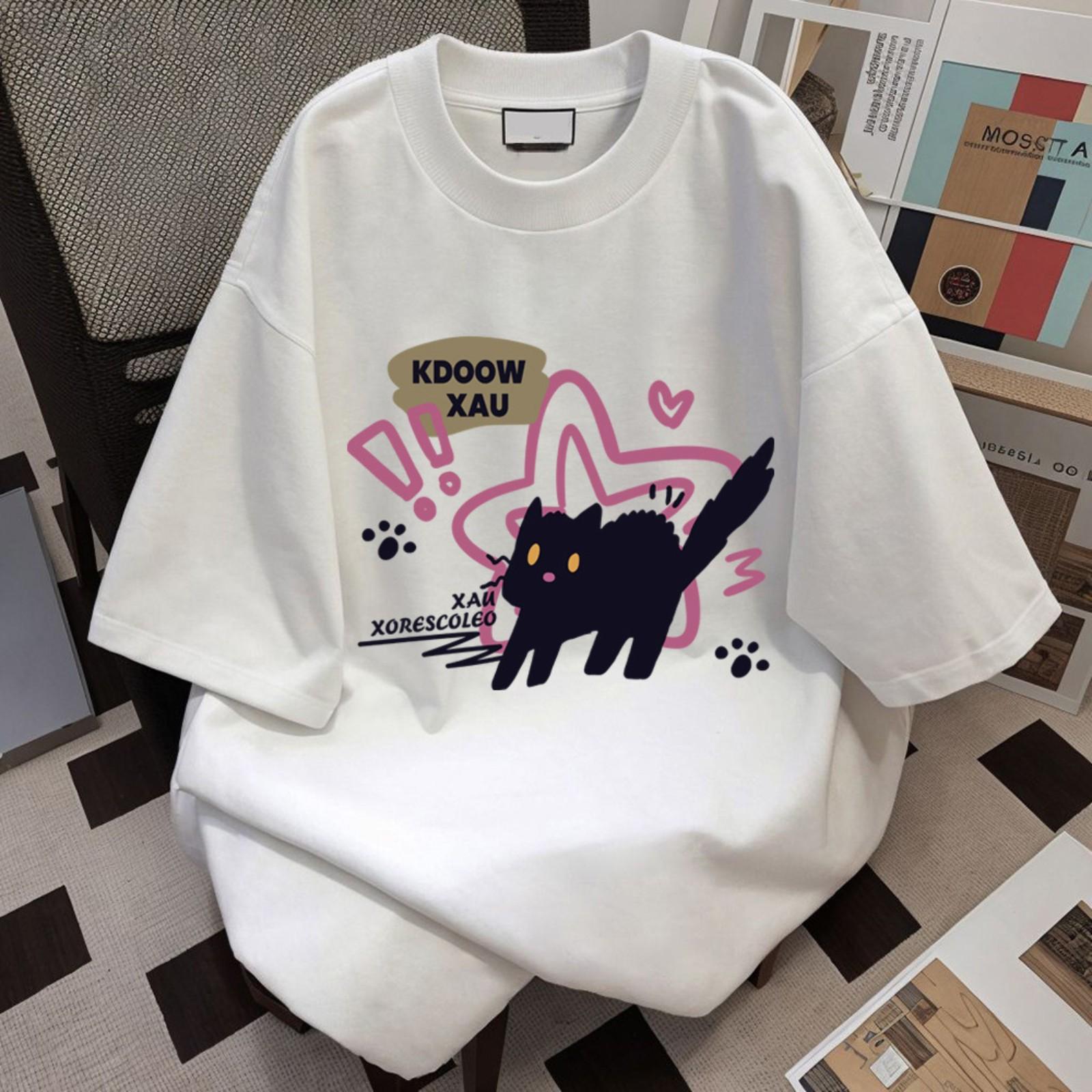 

Summer Women s Short-sleeved Loose Round Neck Top S білий