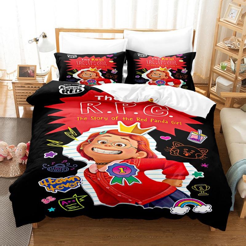 Red Bear 3D Printing Duvet Cover Bedding Set, Anime bear Microfibre Soft Pillowcases Hidden Zipper for Children Teenagers