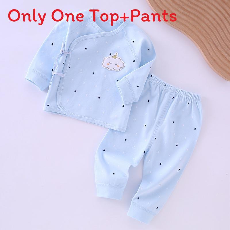 

Newborn Baby Cotton Pajama Set With Tie Closure For Infant Sleepwear 52cm синий