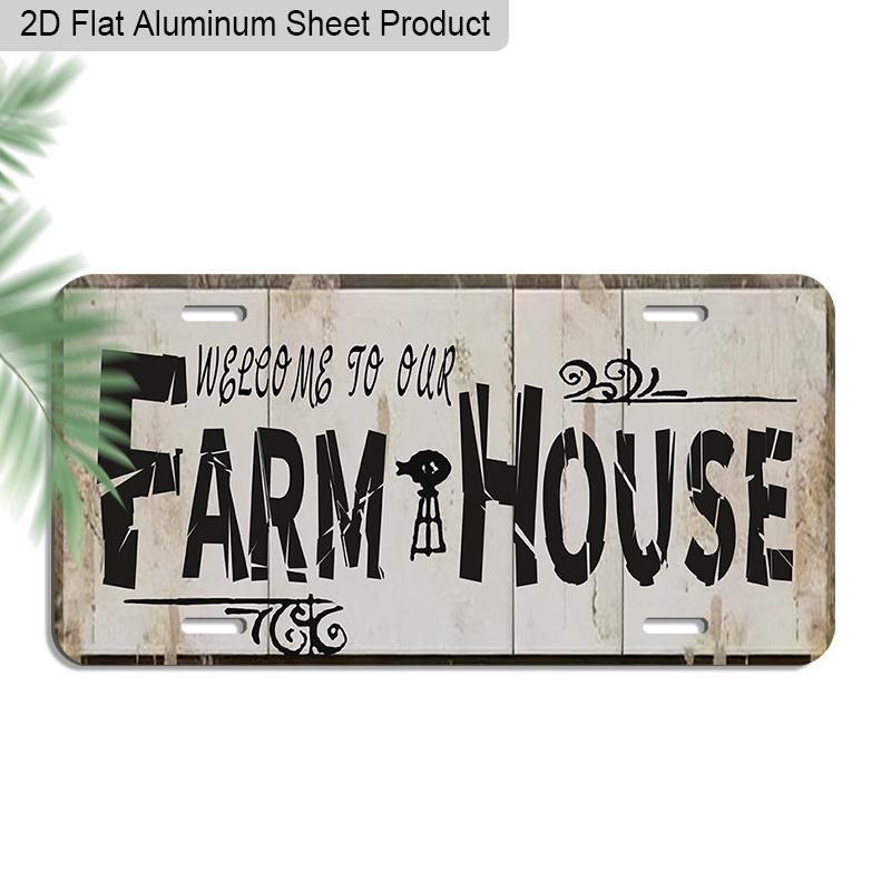 2D Flat 1pc Vintage Metal Aluminum Sign Decoration | Welcome To Our Farmhouse, 12'' × 6'' Retro Sign, Outdoor Plaque & Wall Art for Farmhouse, Porch
