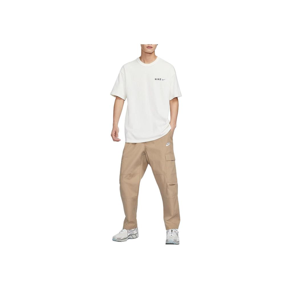 Nike Solid Color Logo Print Round Neck Short Sleeve Drop Shoulder T-Shirt Men Tops White HF6172-133