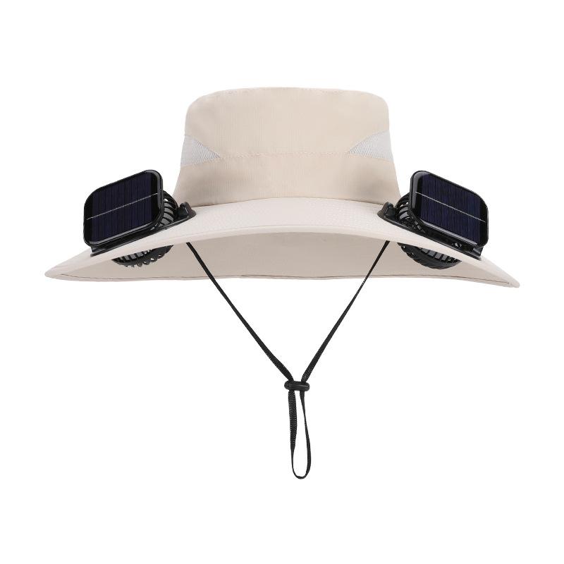 Solar double fan hat summer mountaineering fishing eaves breathable sun hat men's outdoor sun protection bucket hat