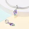 S925 Silver  Iris Flower Pendant Charm Beads for DIY Bracelet Necklace Jewelry Making Craft Supplies