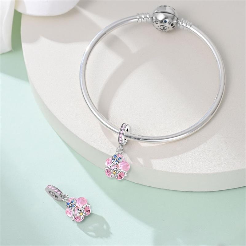 Authentic Copper Glowing Planet Zircon Floral Fairy Four Leaf Shamrock Charms Bead Fit Authentic Bracelets Diy Jewelry Gift