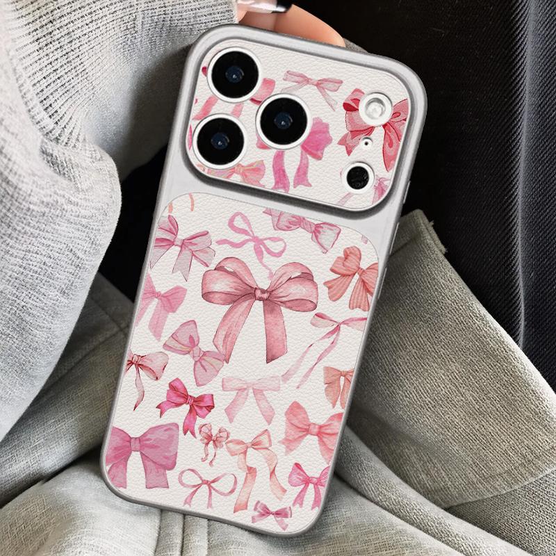Colorful Bowknots Print Leather Lanyard Case For iPhone 18 Pro Max Hybrid TPU+PU Anti-skid Soft Cover For iPhone 17 16 15 14 13 Pro Max