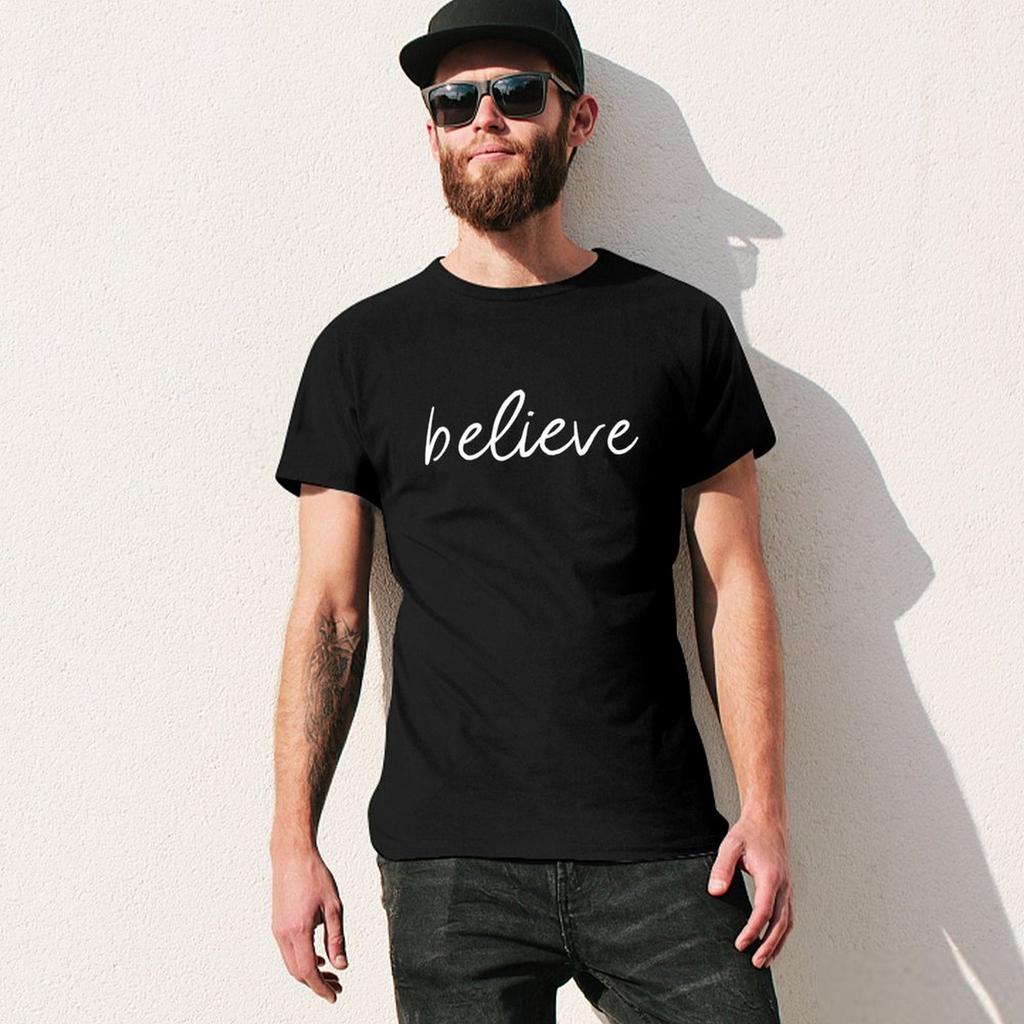Believe T-Shirt Tees Custom T Shirt Anime Figures Aesthetic Clothing Mens Cotton T Shirts