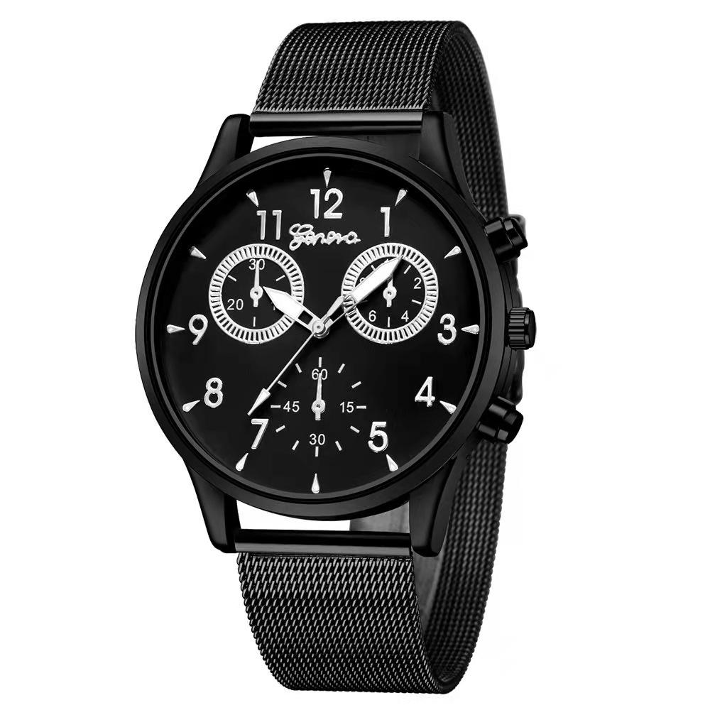 Geneva Men'S Watch Three Eyes Watch Fashion Quartz Watch Boys Alloy Strap Watch