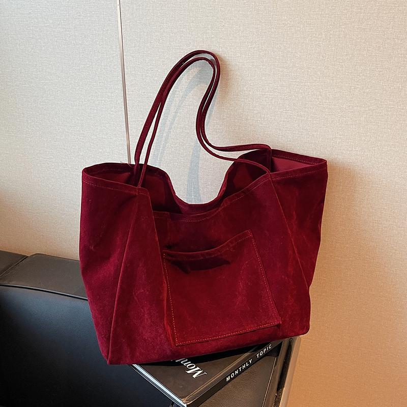Women's Retro Mallard Velvet Tote Shoulder Bag - New Autumn Winter Fashion Large Capacity Relaxed Underarm Bag