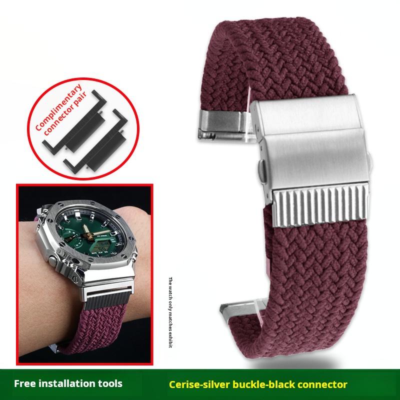 High Quality Elastic Nylon Watchband For Casio G-SHOCK GA-2100 2110 GM-2100 Series Modified Nylon Canvas Watch Strap Accessories