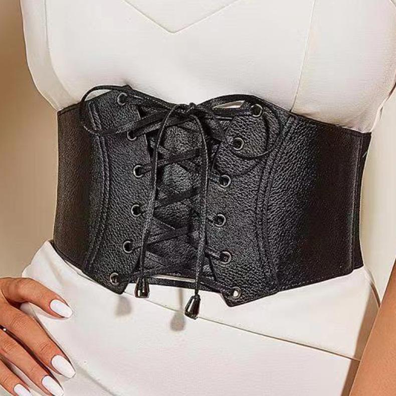 Wind Ladies Wide Belt Retro Elastic Elastic Waist Seal Dress Waist Decoration