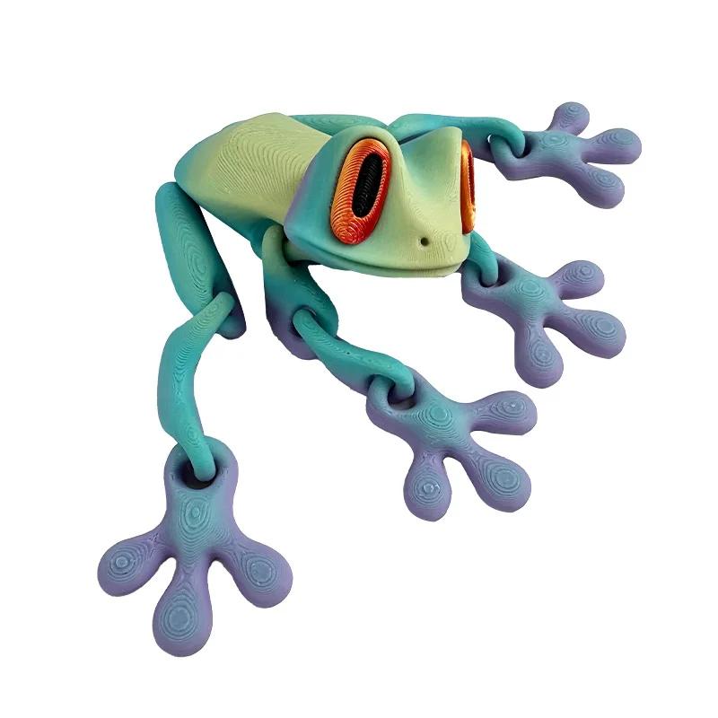 

3D Printed Frog Statue, Flexible 3D Printed Animal, Fidget Action Figures for Home Office Desk Decor