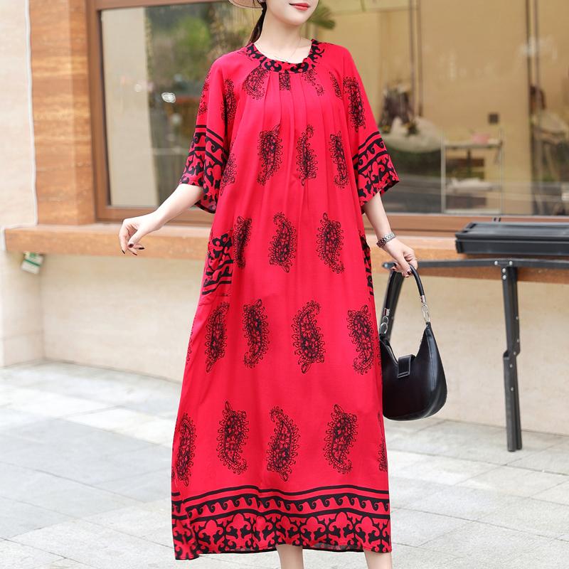 Women's Plus Size Boho Printed Maxi Dress – Oversized Summer Dresses with Pockets