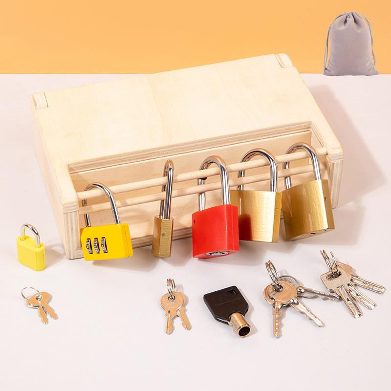 Wooden Lock Box Non Electric Learning Toy For Kids Early Educational Training