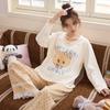 Women's Spring/Autumn Cotton Pajama Set with Built-in Bra, 2025 Model, Cute Dog Print, Indoor/Outdoor Wear