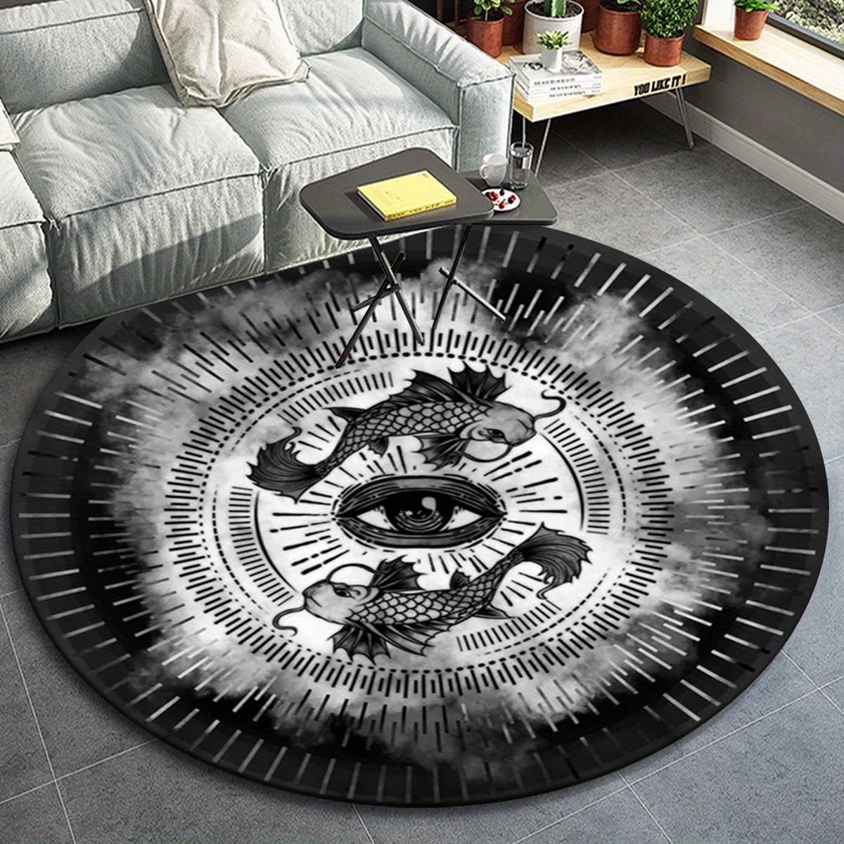 

1pc Double Carp Pattern Round Floor Mat, Non-slip for Living Room Bedroom Chair Carpets Home Decor Gifts, Home Decor Room Decor Outdoor Deco 80cm by 80cm