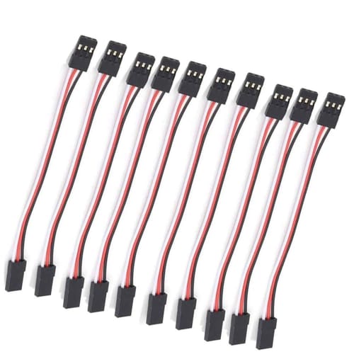 Samcos 3-Pin JR Plug Male To Female Servo Connector Extension Cable, 15cm, Servo Extension Lead Wire Cable Line for Servo Parts, Pack of 10