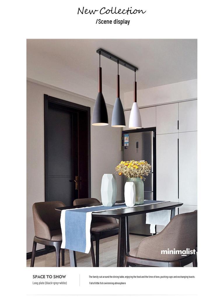 Nordic Modern Triple Pendant Light - Black, White, Grey for Dining, Bedroom, Bar
