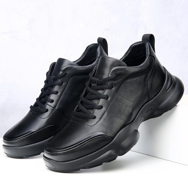 Men's Casual Lace-Up Cowhide Sneakers - Breathable, Lightweight, All-Season Fashion Dad Shoes