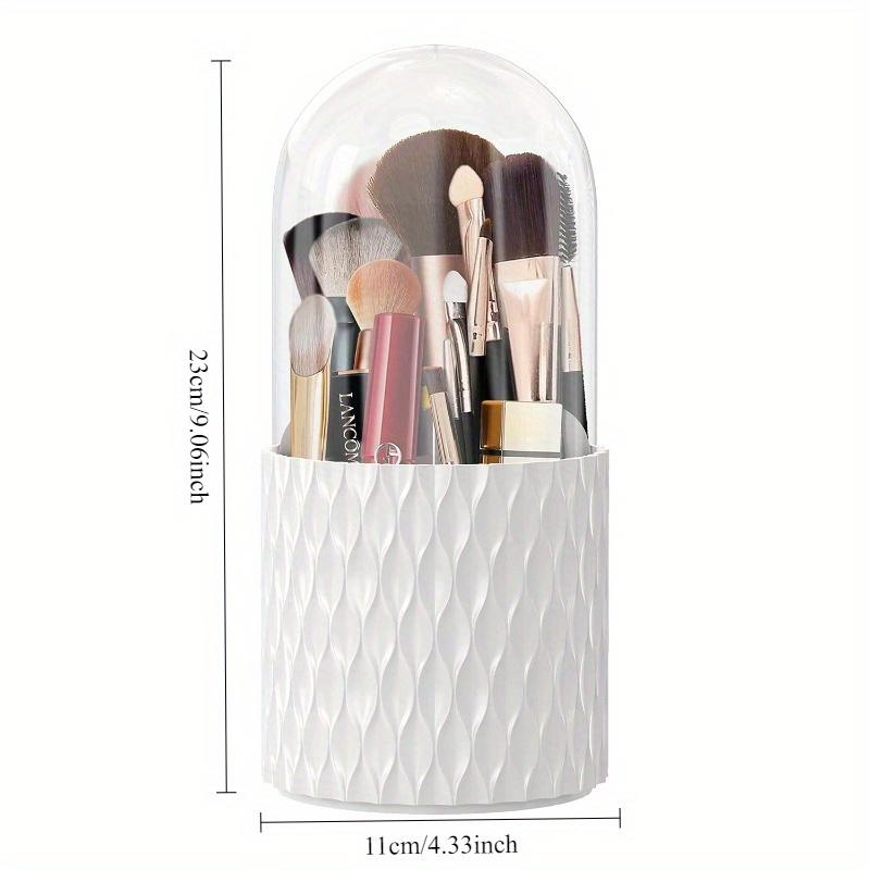 1pc Makeup Brush Holder[Dustproof & Waterproof] 360 Rotating Cosmetics Make up Brush Organizer Storage with Lid for Vanity