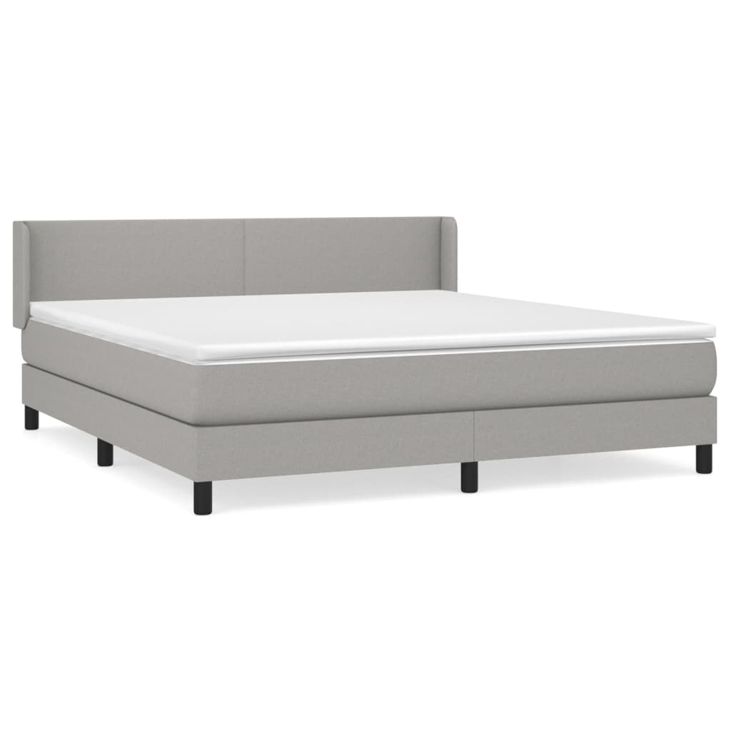 Box Spring Bed with Mattress Light Grey 160 x 200 cm Fabric