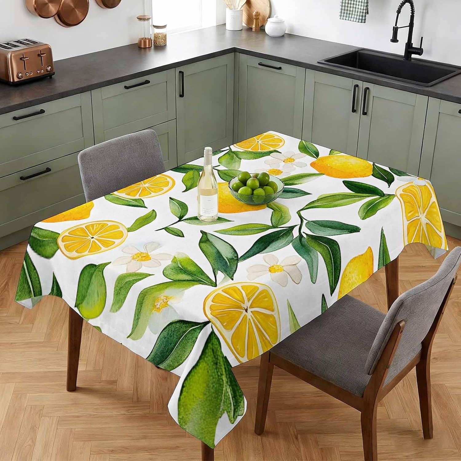 Zomerfruit Citroenbladeren Rechthoekige Tafelkleed voor Tafeldecoratie Herbruikbaar Boerderij Keuken Eettafelkleed Feestdecoratie 140x200cm