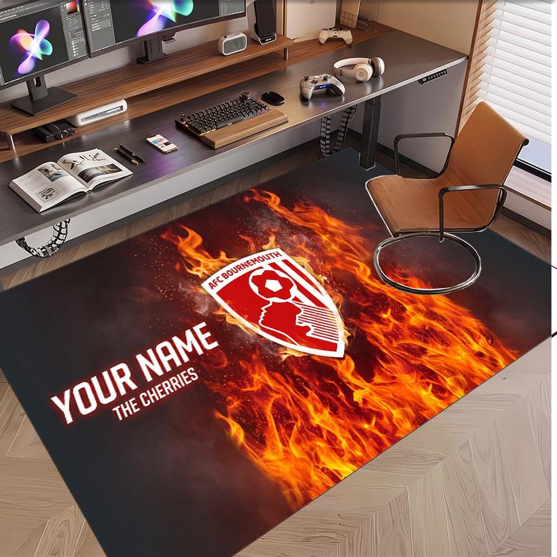 Personalized Crystal Velvet Carpet Bournemouth Football Pattern Non Slip Floor Rug