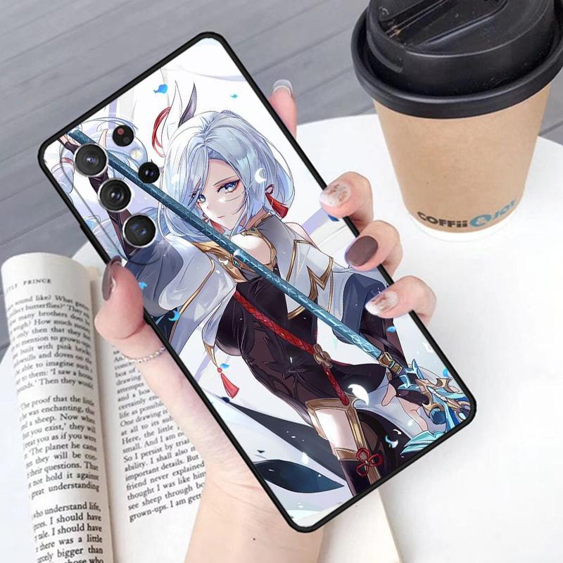 Genshin Anime Shenhe Phone Case Cover For Samsung Galaxy S24 S25 Ultra S21 S22 Ultra S10E Note 10 Plus Note 20 FE S23