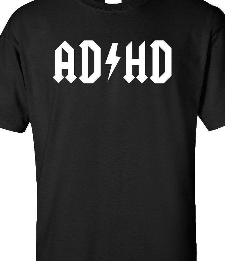 

Работает на СДВГ Смешная футболка футболка Унисекс лекарства медикаменты музыка рок S