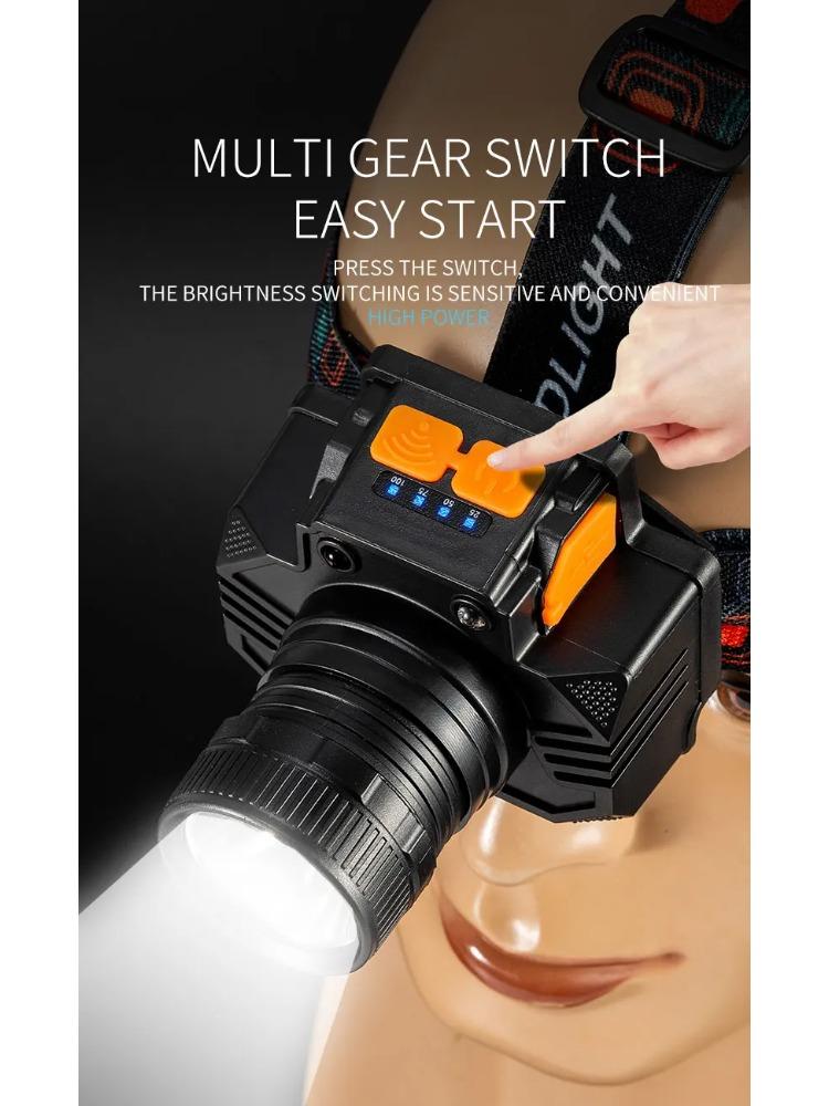 Rechargeable Portable Flashlight Induction/No Induction LED Headlamp Camping Fishing Adventure Headlight 3Modes Built-in Battery