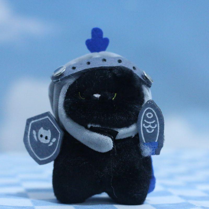 

Adorable Black Cat Plush Toy Keychain Cute Knight Fencing Cat Doll For Bags