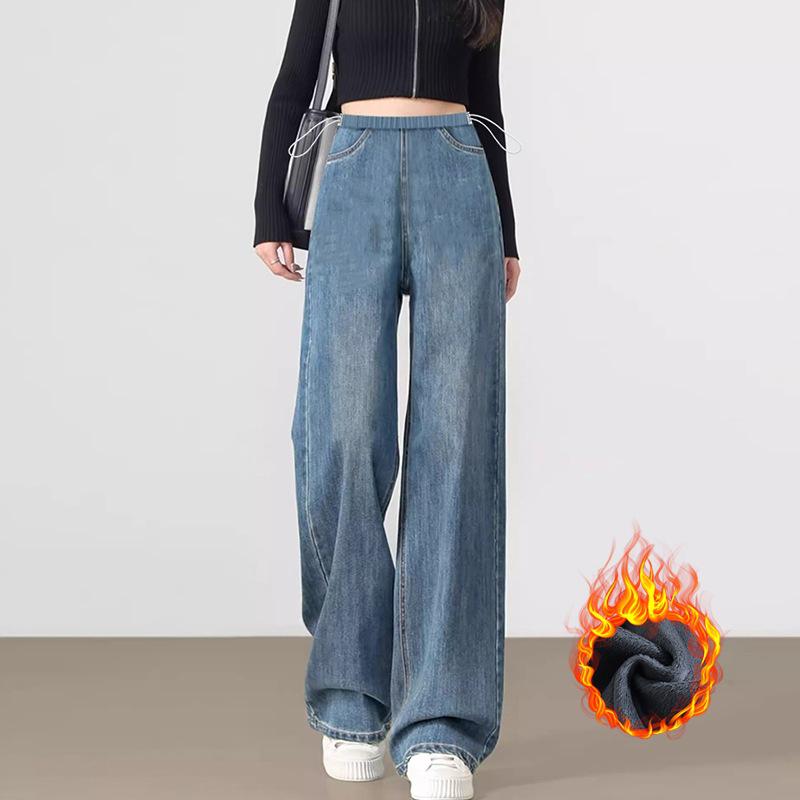 

New Velvet-Lined Maternity Jeans - Thick Denim, Straight-Leg, No Belly Support, Versatile for Autumn/Winter XL
