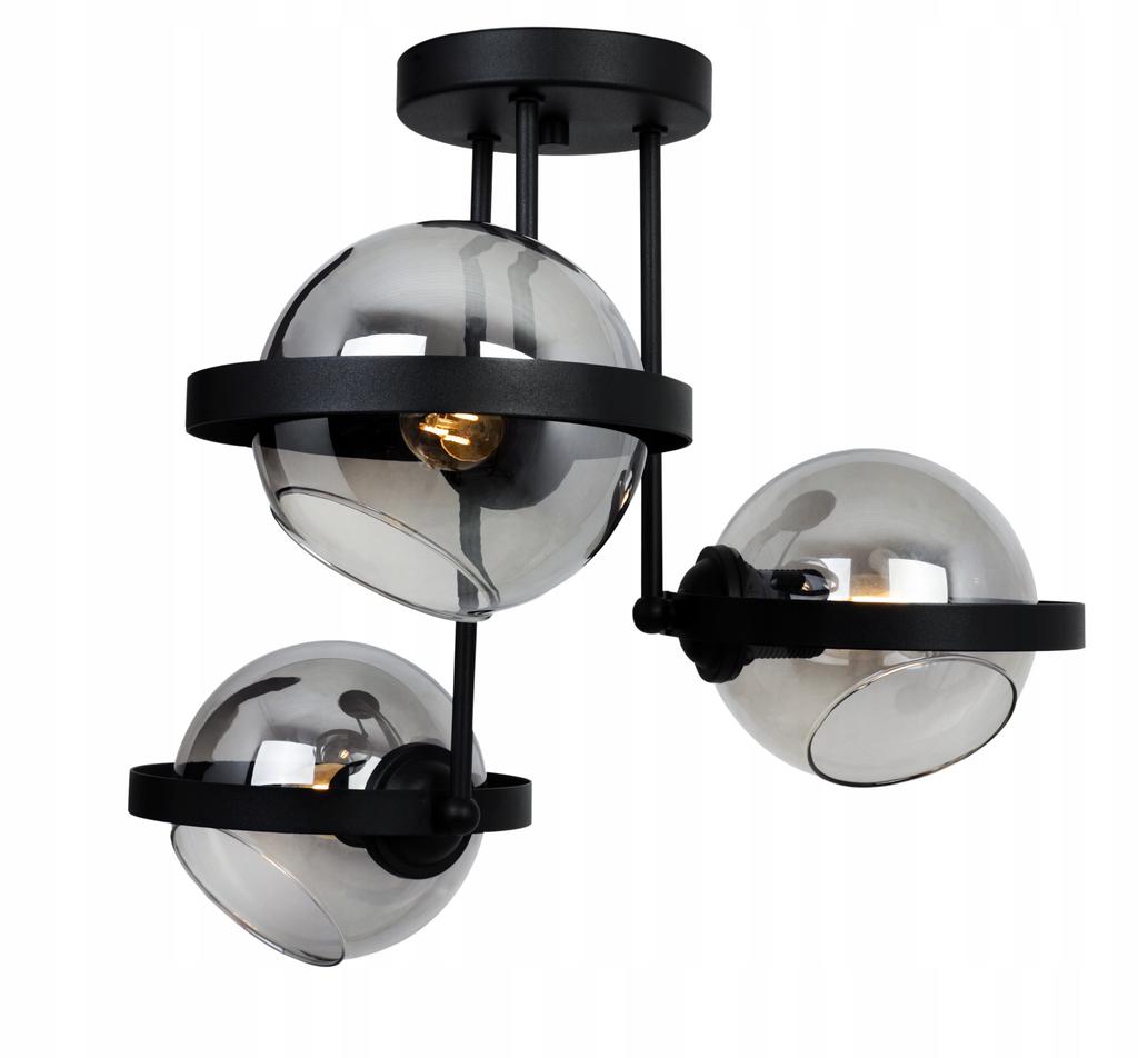 MODERN GLASS HANGING LAMP GRAPHITE RING