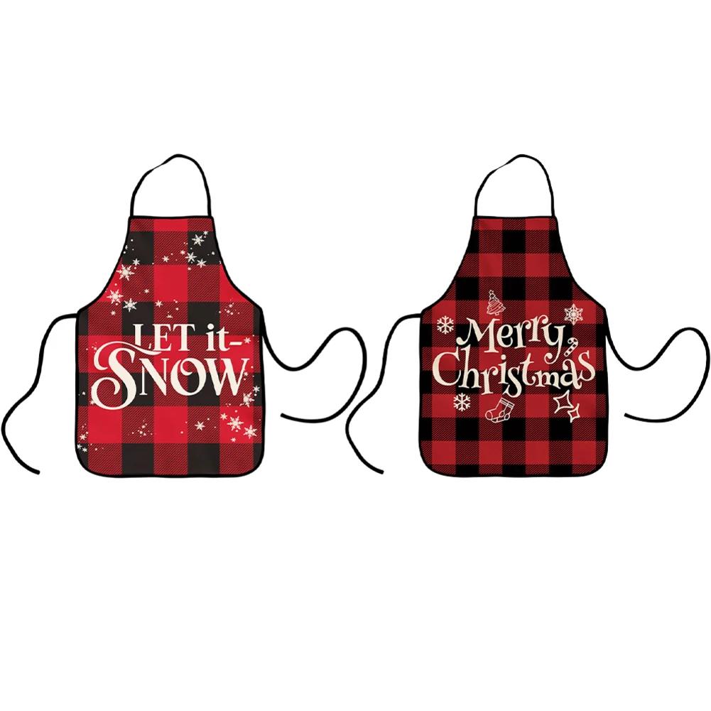 

2Pcs Christmas Apron Kitchen Apron Adjustable Xmas Aprons For Cooking Xmas Party Dinner Party Cooking Apron Decorations