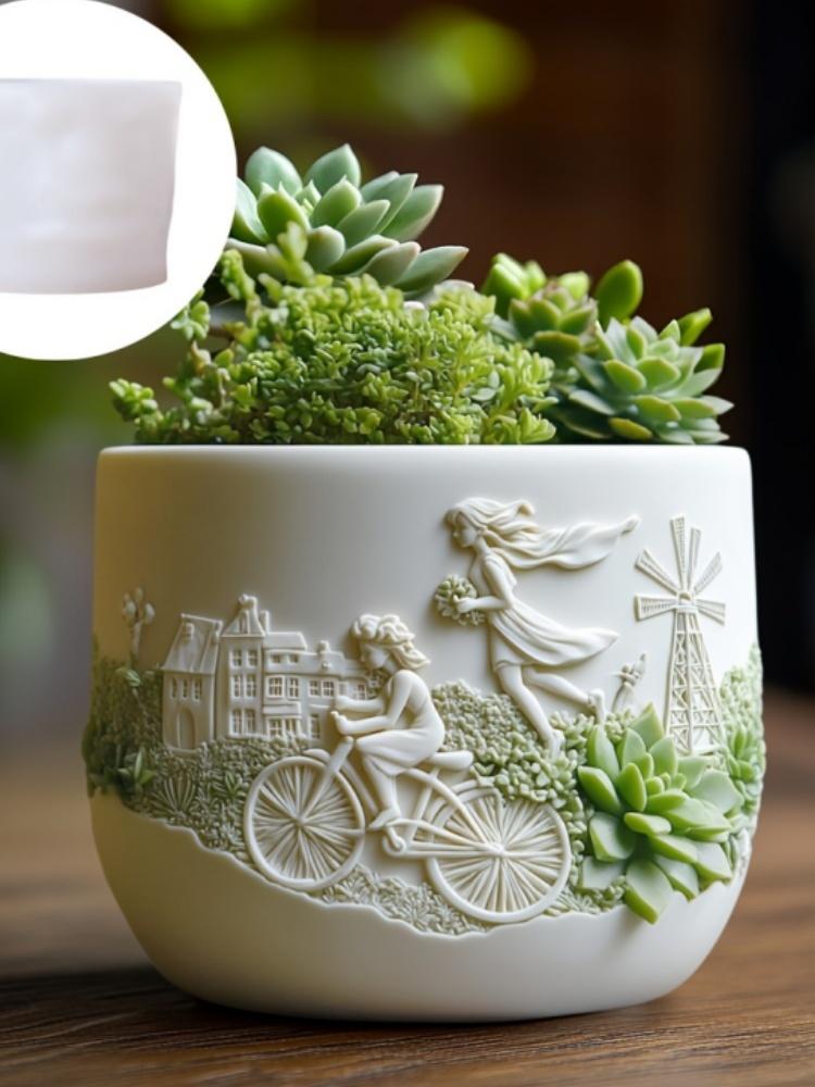 Andělská dívka sukulentní rostlina květináč pryskyřice silikonová forma krásná bohyně úložný box betonová forma dívka svícen sádrová forma