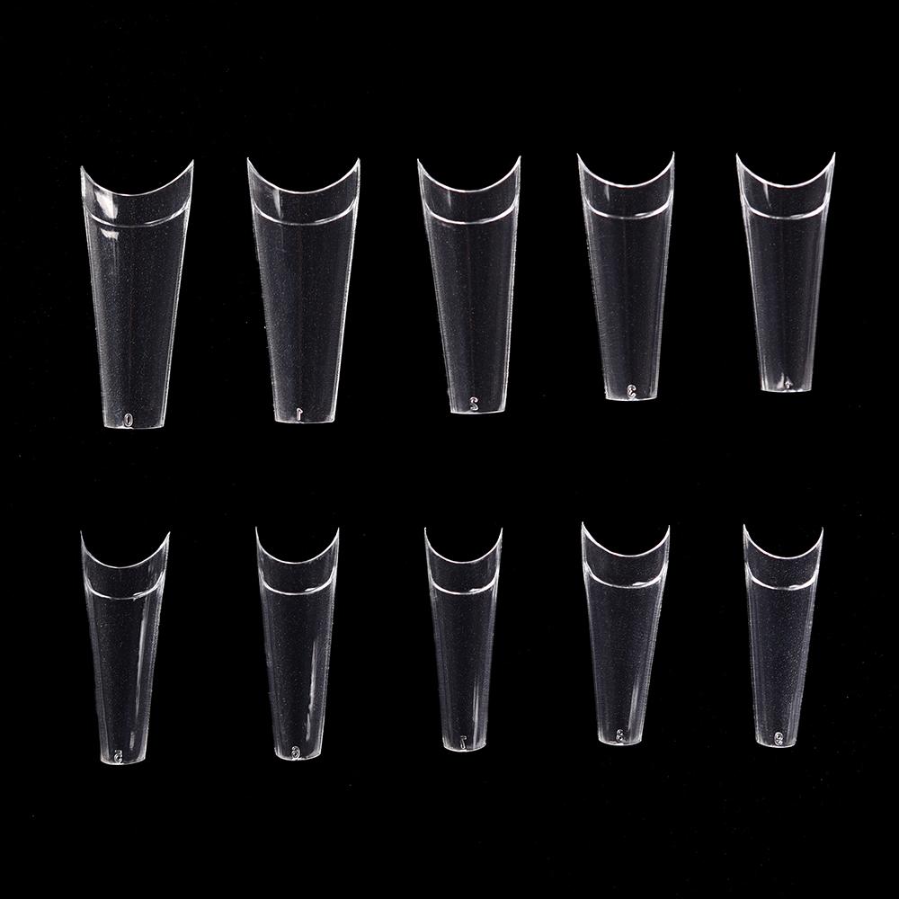kads 500pcs Traceless Shallow Cover False Nail Tips White Nature Clear 10 Sizes Nail Art No-Crease Fake Nails Manicure Tools