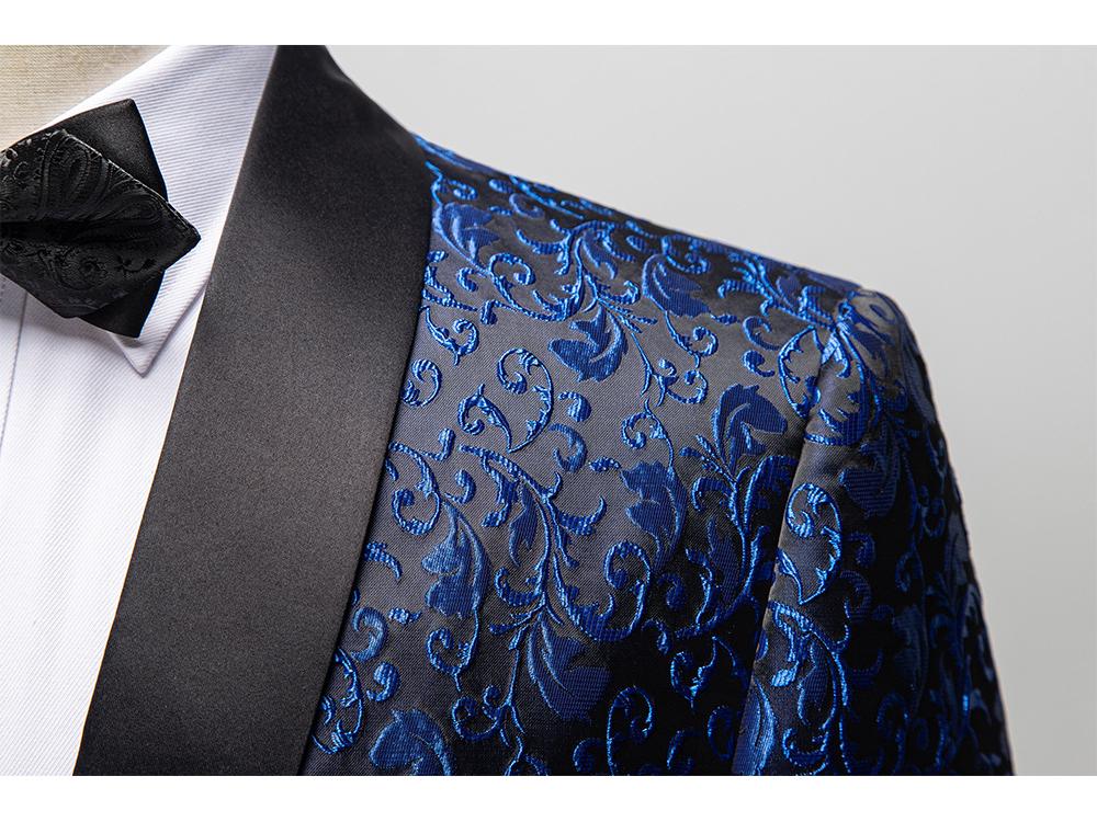 Men's Multi-color Slim Fit Jacquard Tuxedo Jacket for Stage, Wedding, and Banquet