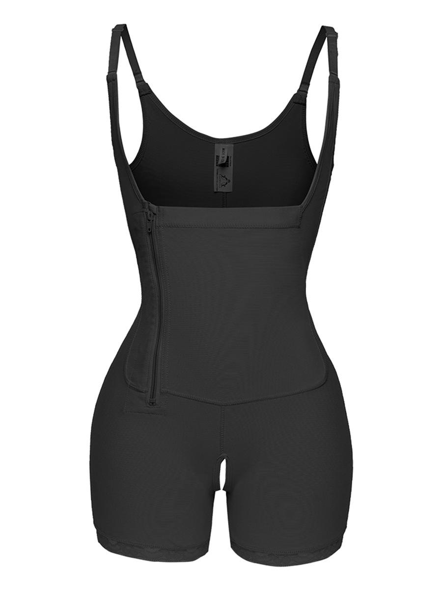

Plus Size Side Zipper Hook Full Body Shaper, Tummy Control Butt Lifter Bodysuit Shapewear S чёрный