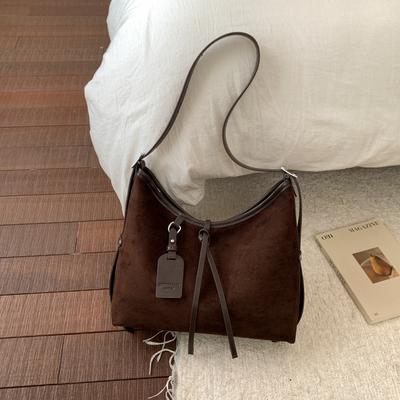 Fashion Contrasting Color Suede Strap Design 2025 New Handbag Bag Women's High-end Tote Bag Single Shoulder