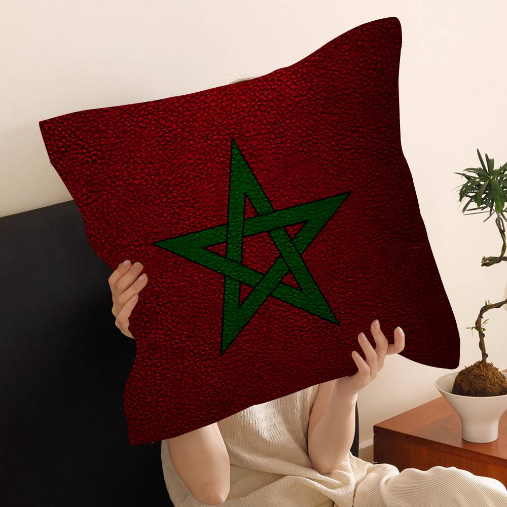 Morocco Map Flag Pillow Cover Sofa Cushion Cover Home Room Decoration Children Gift