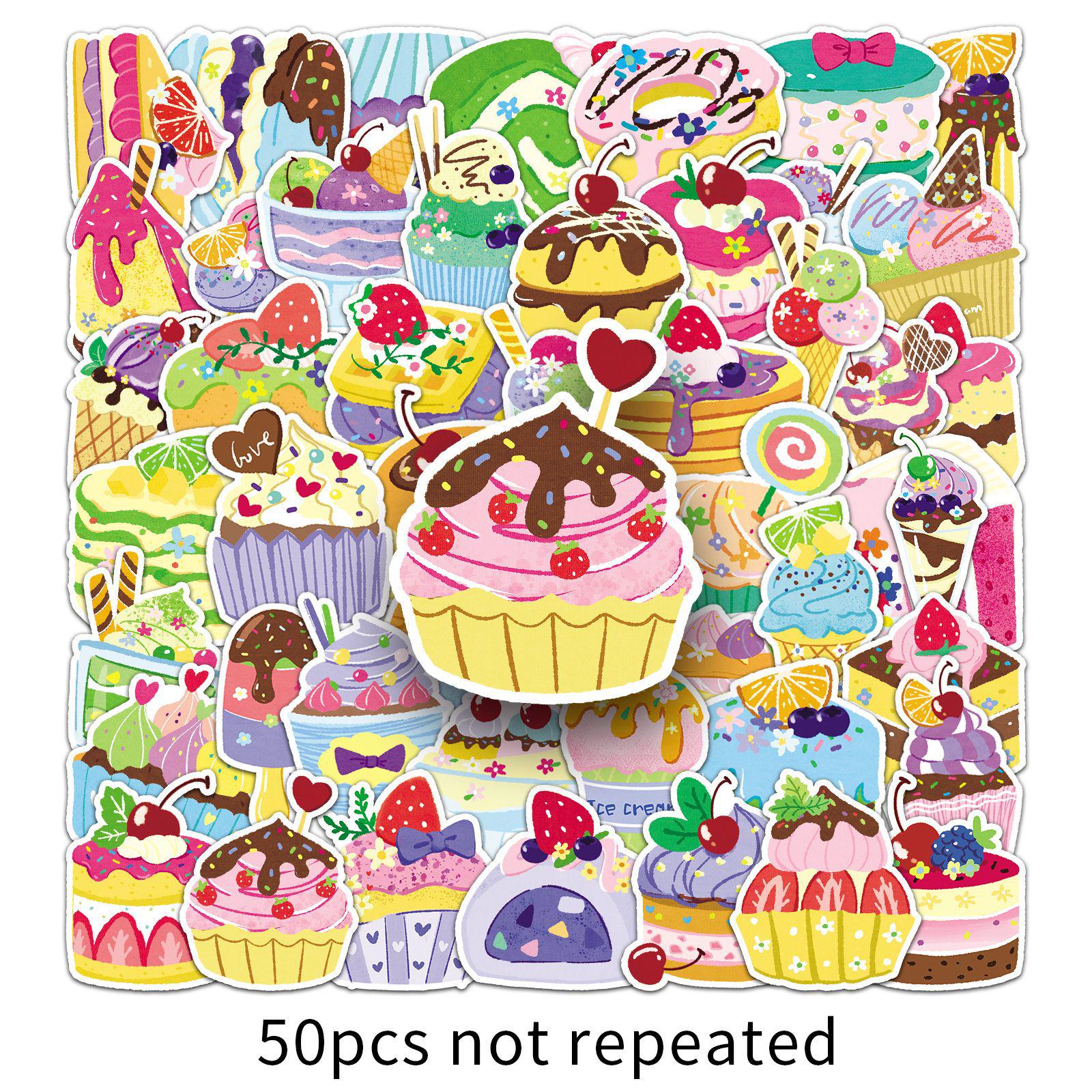 50 Trendy Dessert-Themed Stickers for Laptops, Notebooks, and Cups