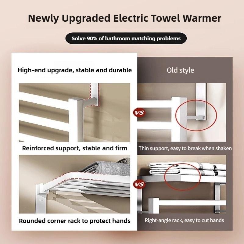 Bathroom Electric Bath Towel Carbon Fiber Warmer Heating Towel Rack Intelligent Constant Temperature Towel Dryer Shelf