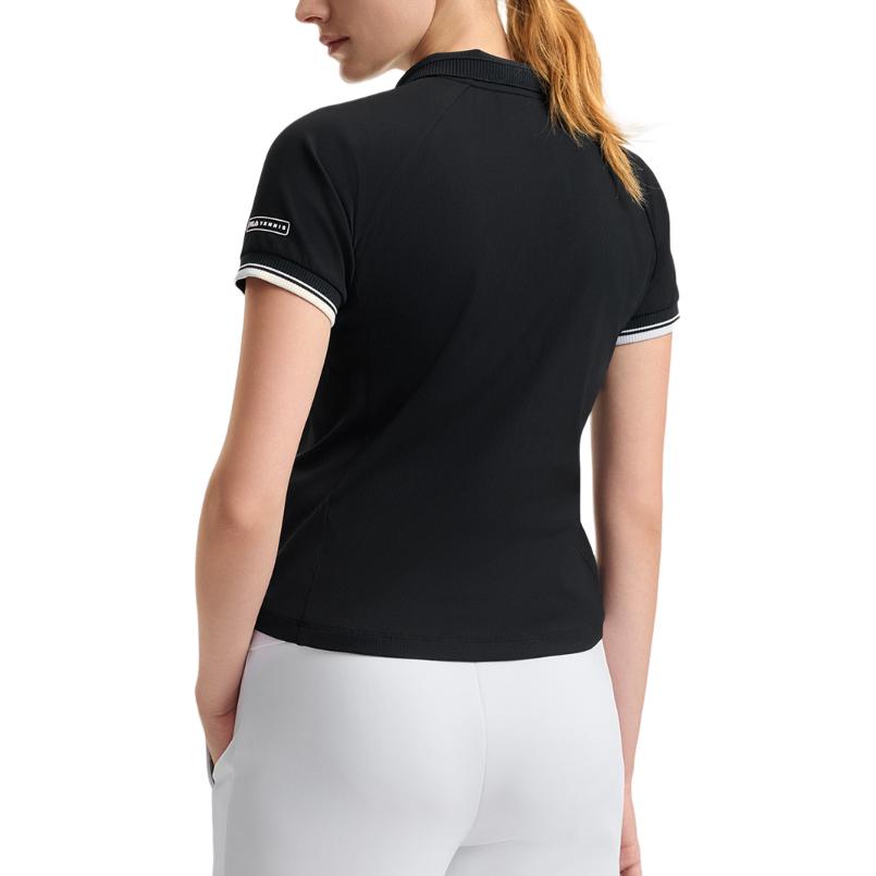 FILA Tennis Series Comfortable Pullover Fashion Short Sleeve Polo Shirt Women tops Deep-Black A11W513101F-BK