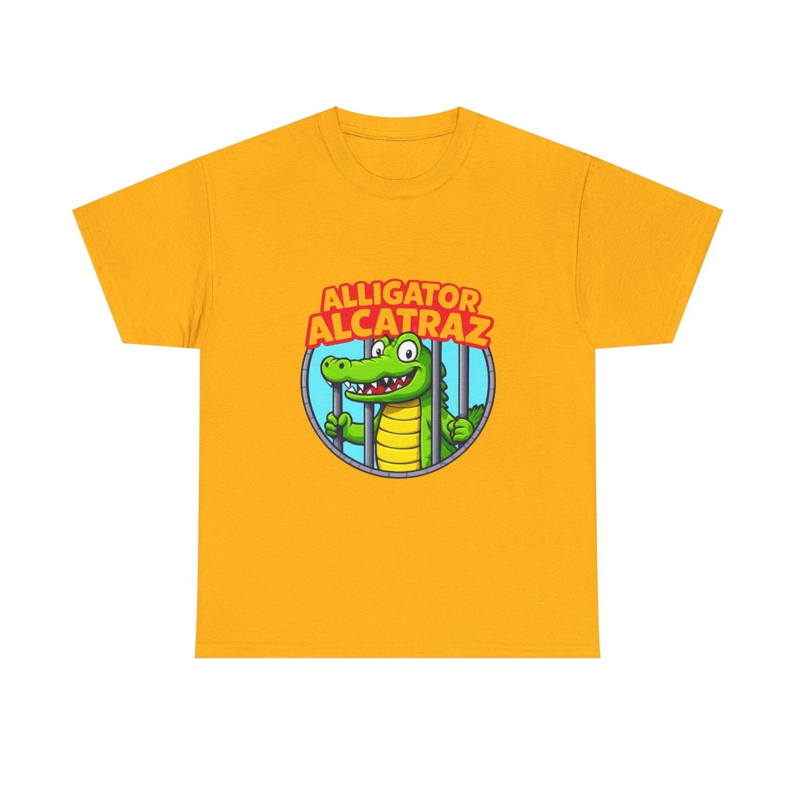 Bright Alligator Alcatraz Tee, Fun Graphic T-Shirt, Unique Gift, Summer Apparel M