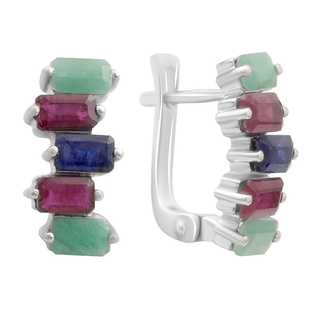 

Silver earrings with natural sapphire 3.567ct, ruby, emerald (2191100) сапфіровий