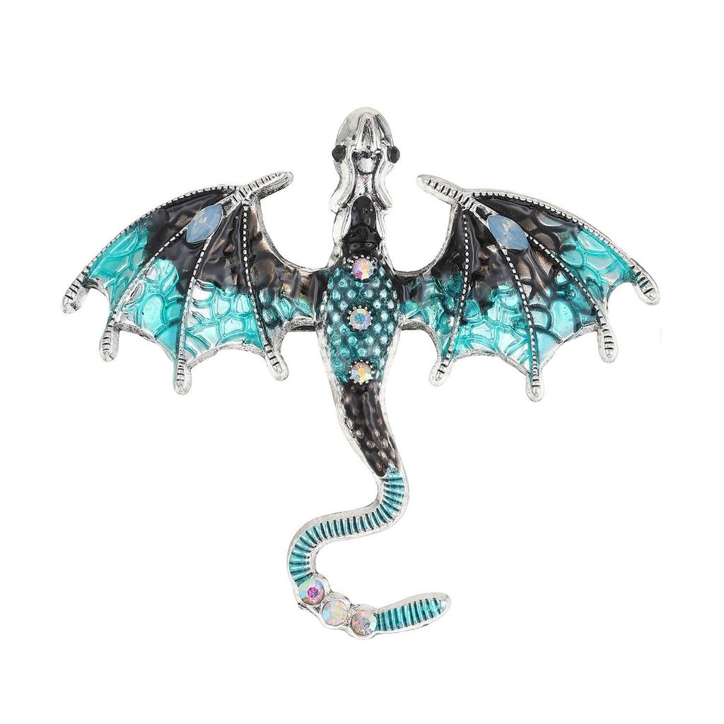 Retro Colorful Enamel Dragon Brooch - Unisex Lapel Pin & Necklace Accessory